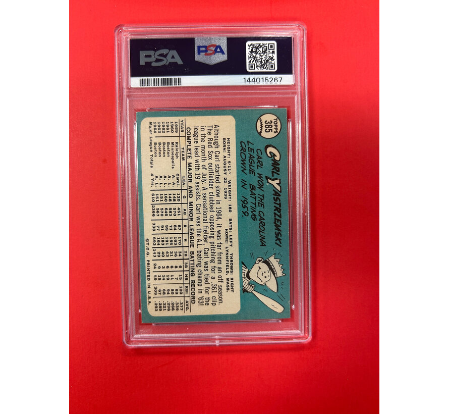 1965 TOPPS CARL YASTRZEMSKI #385 PSA GRADED 7