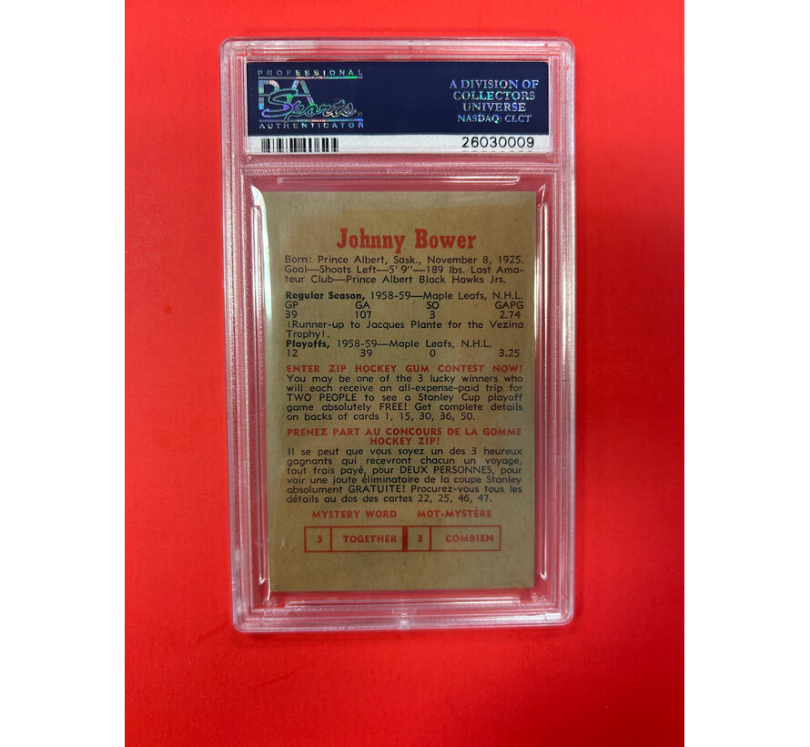 1959 PARKHURST JOHNNY BOWER #32 PSA GRADED 7