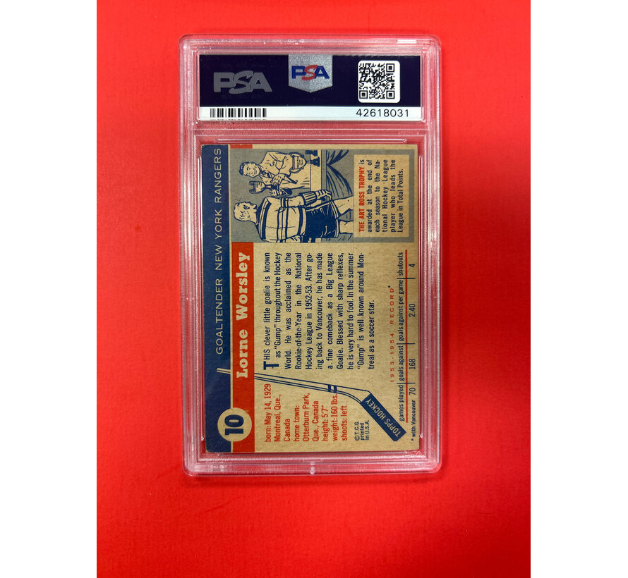 1954 TOPPS GUMP WORSLEY #10 PSA GRADED 3