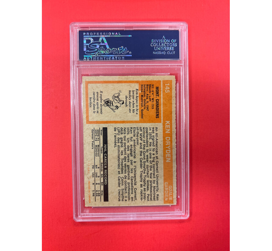 1972 O-PEE-CHEE KEN DRYDEN PSA GRADED 7
