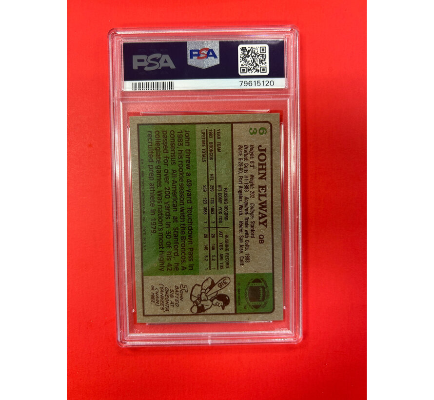 1984 TOPPS JOHN ELWAY #63 PSA GRADED 8
