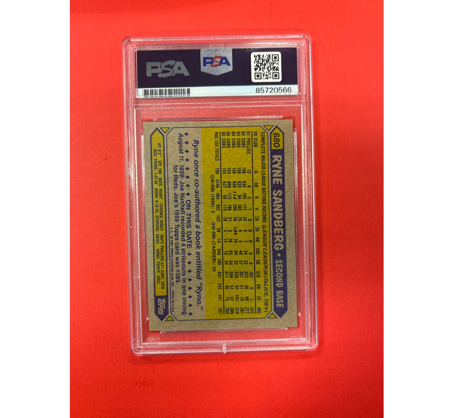 1987 TOPPS RYNE SANDBERG AUTOGRAPHED PSA AUTHENTIC