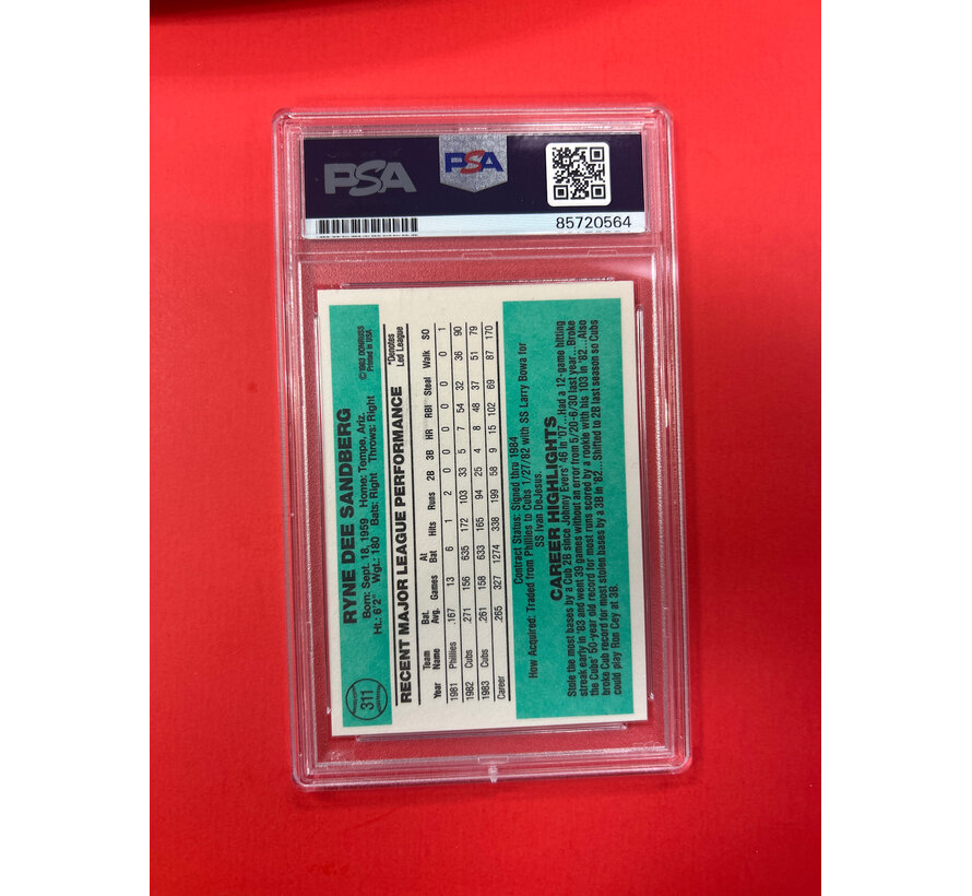 1984 DONRUSS RYNE SANDBERG AUTOGRAPHED PSA AUTHENTIC