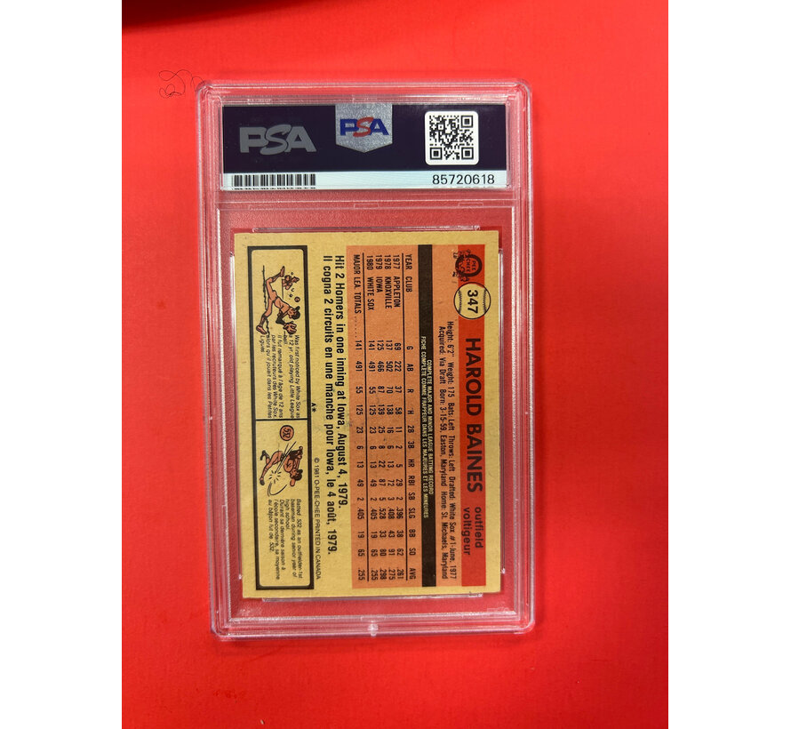 1981 TOPPS  HAROLD BAINES AUTOGRAPH PSA AUTHENTIC