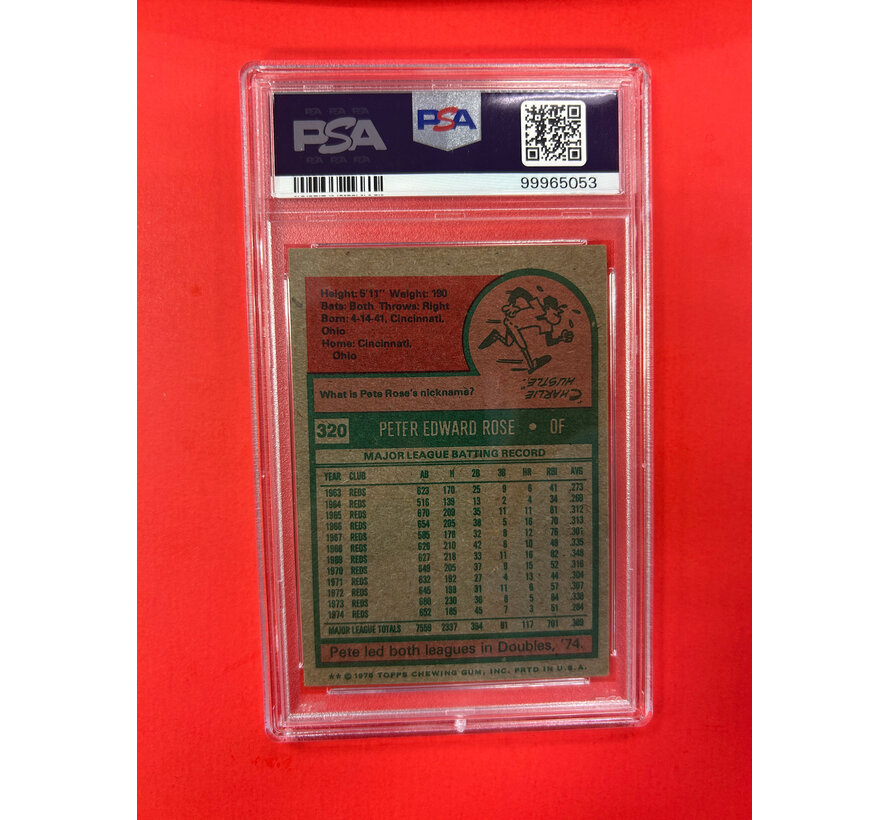 1975 TOPPS PETE ROSE AUTOGRAPHED PSA AUTHENTIC INSCRIBED HIT KING