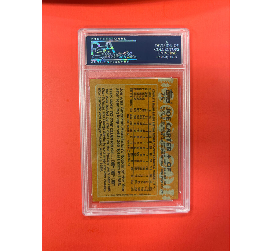 1988 TOPPS JOE CARTER AUTOGRAPHED PSA AUTHENTIC