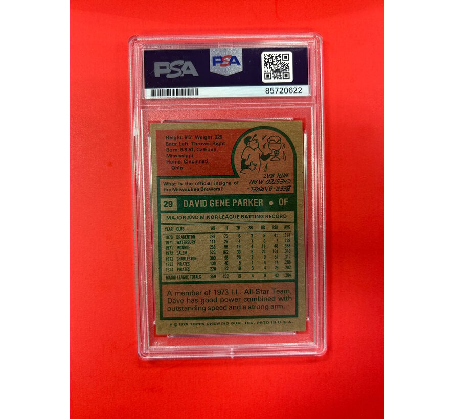 1975 TOPPS DAVE PARKER AUTOGRAPHED PSA AUTHENTIC