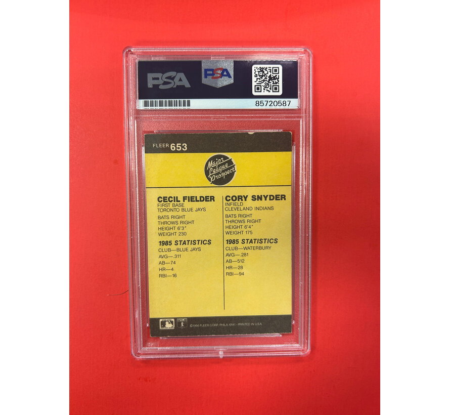1986 FLEER FIELDER/SNYDER DUAL AUTOGRAPHED PSA AUTHENTIC