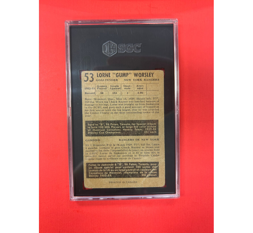 1953-54 PARKHURST GUMP WORSLEY  SGC GRADED 1