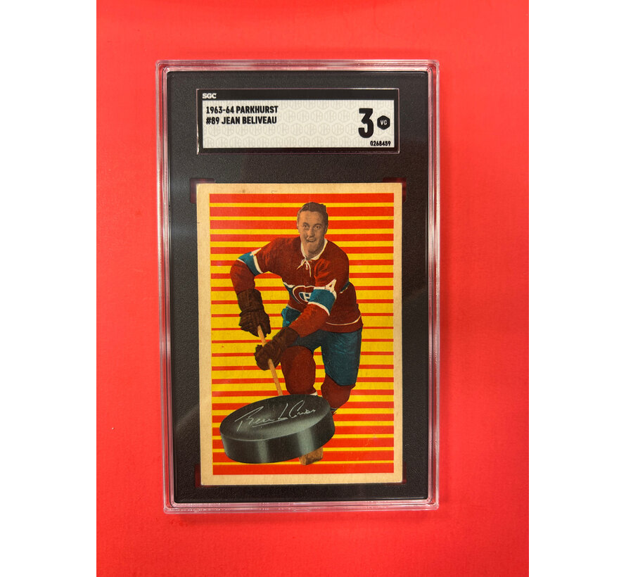 1963-64 PARKHURST JEAN BELIVEAU #89 SGC GRADED 3