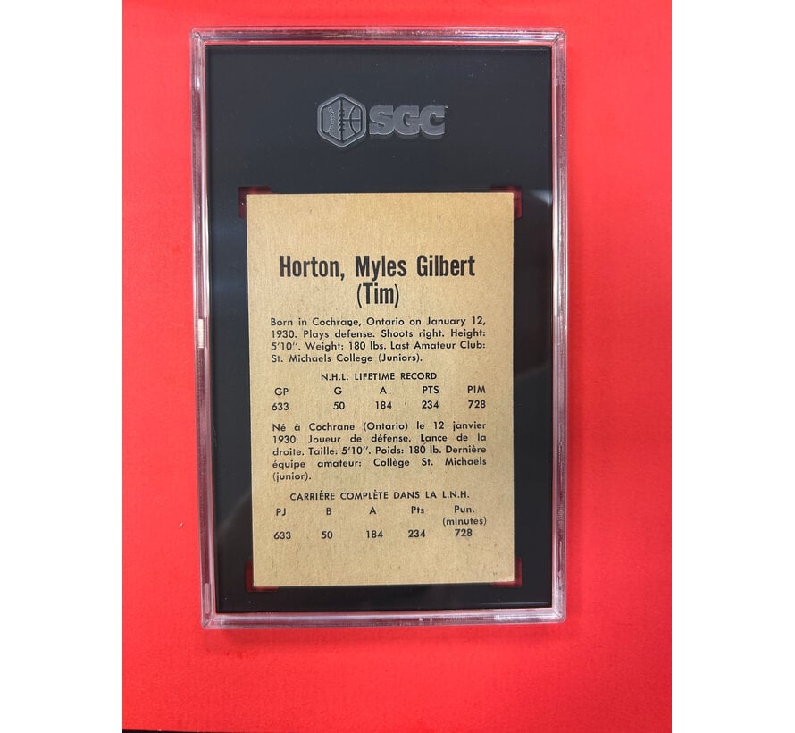 1962-63 PARKHURST TIM HORTON #7 SGC GRADED 5