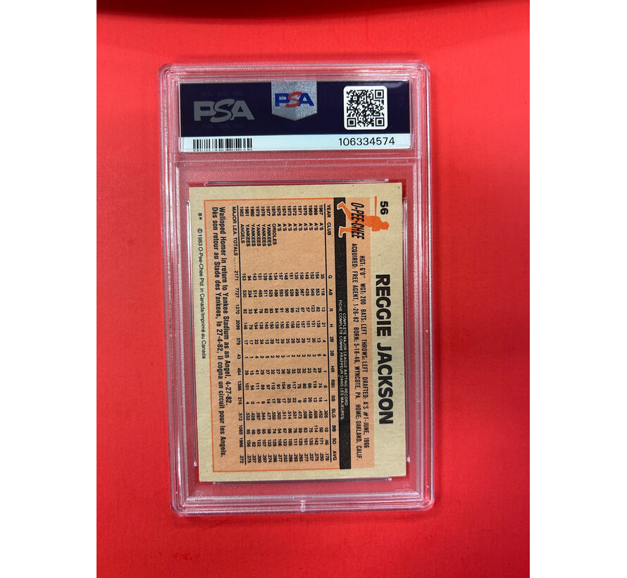 1983 O-PEE-CHEE REGGIE JACKSON AUTOGRAPHED PSA AUTHENTIC