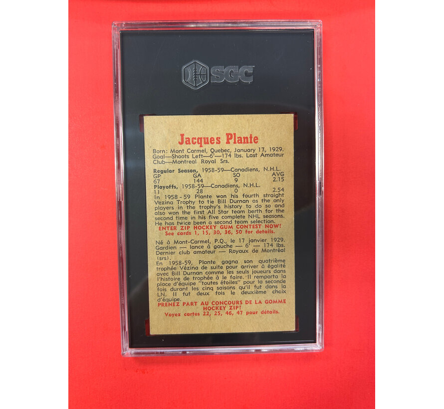 1959-60 PARKHURST JACQUES PLANTE #41 SGC GRADED 6