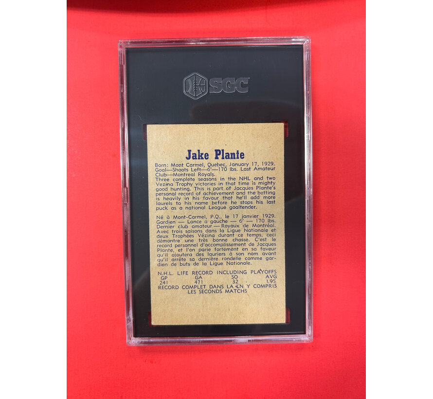 1957-58 PARKHURST JACQUES PLANTE #15 SGC GRADED 5.5