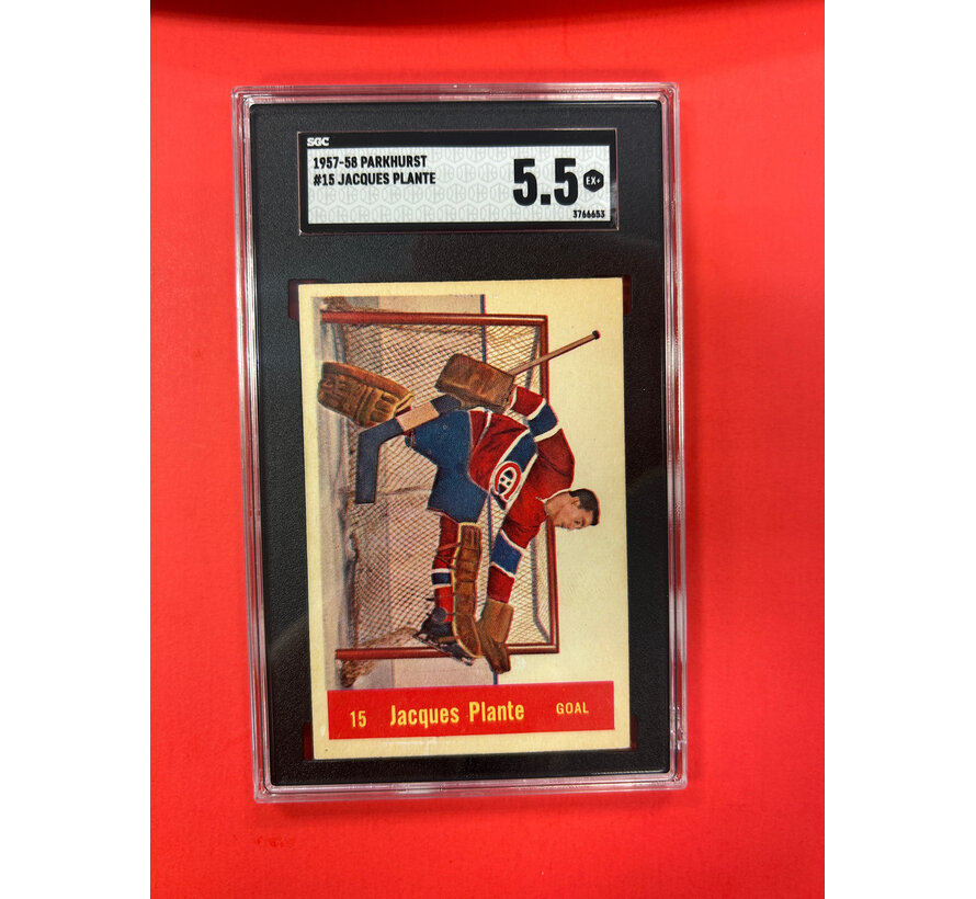 1957-58 PARKHURST JACQUES PLANTE #15 SGC GRADED 5.5