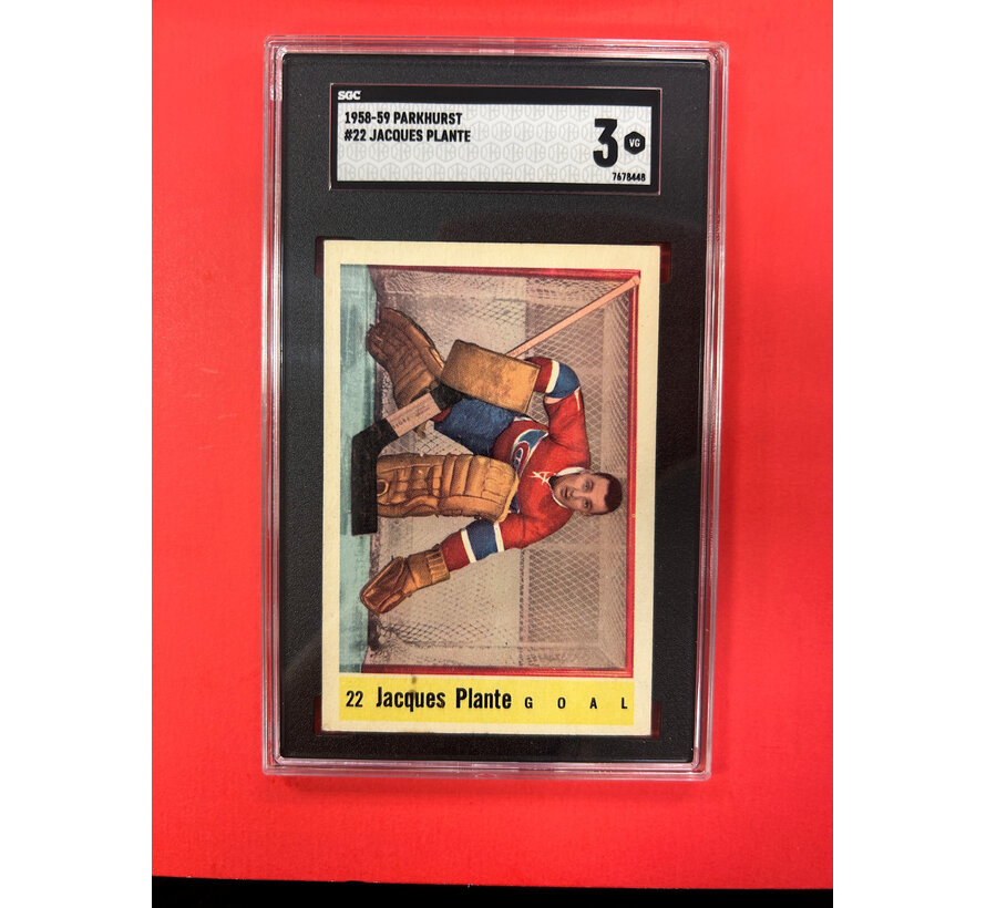 1958-59 PARKHURST JACQUES PLANTE #22 SGC GRADED 3