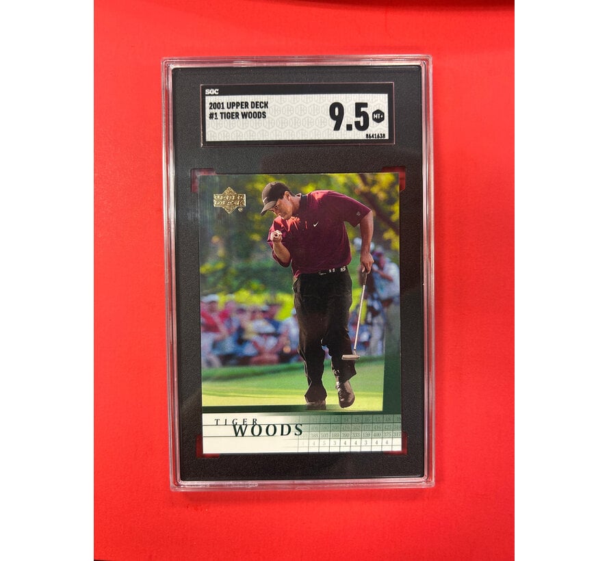 2001 UPPER DECK TIGER WOODS ROOKIE SGC GRADED 9.5