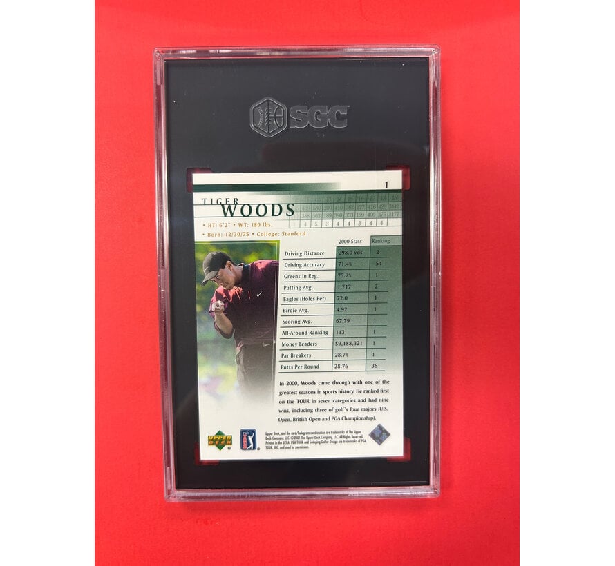 2001 UPPER DECK TIGER WOODS ROOKIE SGC GRADED 9.5