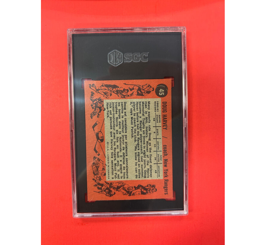 1961-62 TOPPS DOUG HARVEY #45 SGC GRADED 5