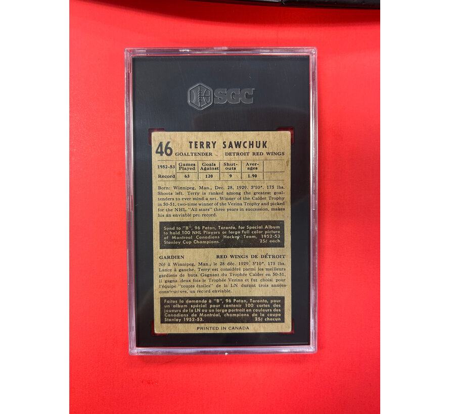 1953-54 PARKHURST TERRY SAWCHUK #46 SGC GRADED 3.5