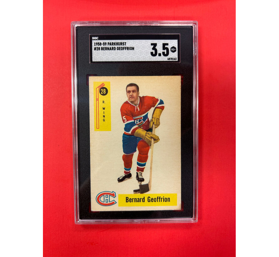 1958-59 PARKHURST BERNARD GEOFFRION #28 SGC GRADED 3.5