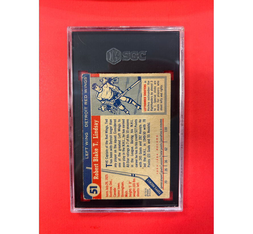 1954-55 TOPPS TED LINDSAY #51 SGC GRADED 3