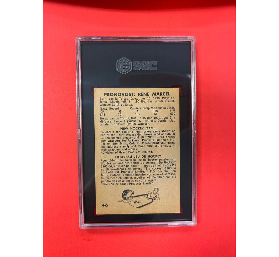 1963-64 PARKHURST MARCEL PRONOVOST #46 SGC GRADED 5.5
