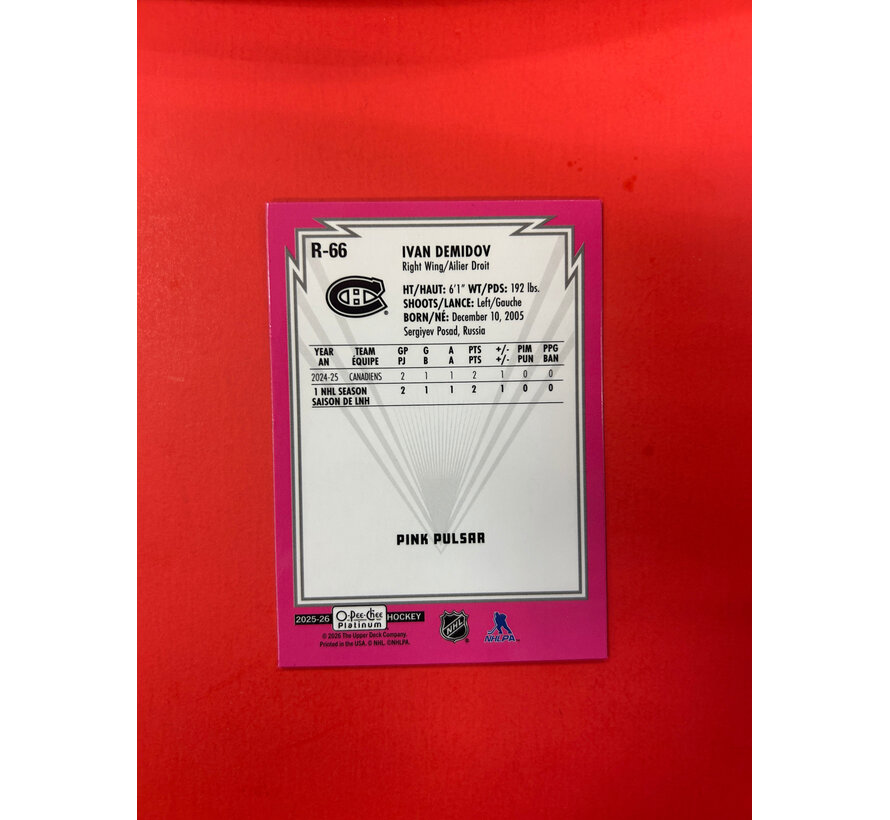 2025-26 OPC PLATINUM IVAN DEMIDOV PINK PULSAR
