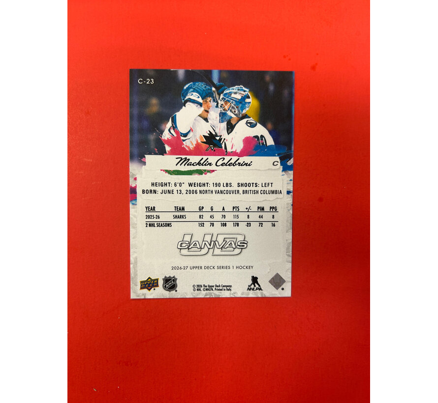 2026-27 UPPER DECK SERIES 1 MACKLIN CELEBRINI CANVAS SP