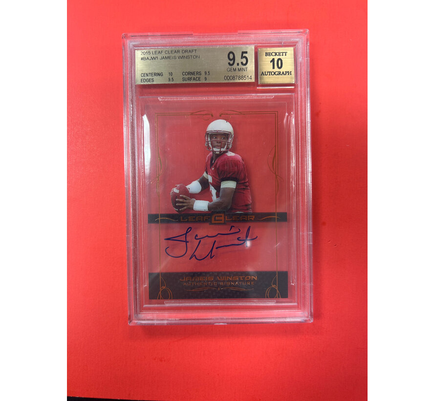 2015 LEAF CLEAR DRAFT JAMEIS WINSTON ROOKIE AUTOGRAPH BGS GRADED 9.5 AUTO 10