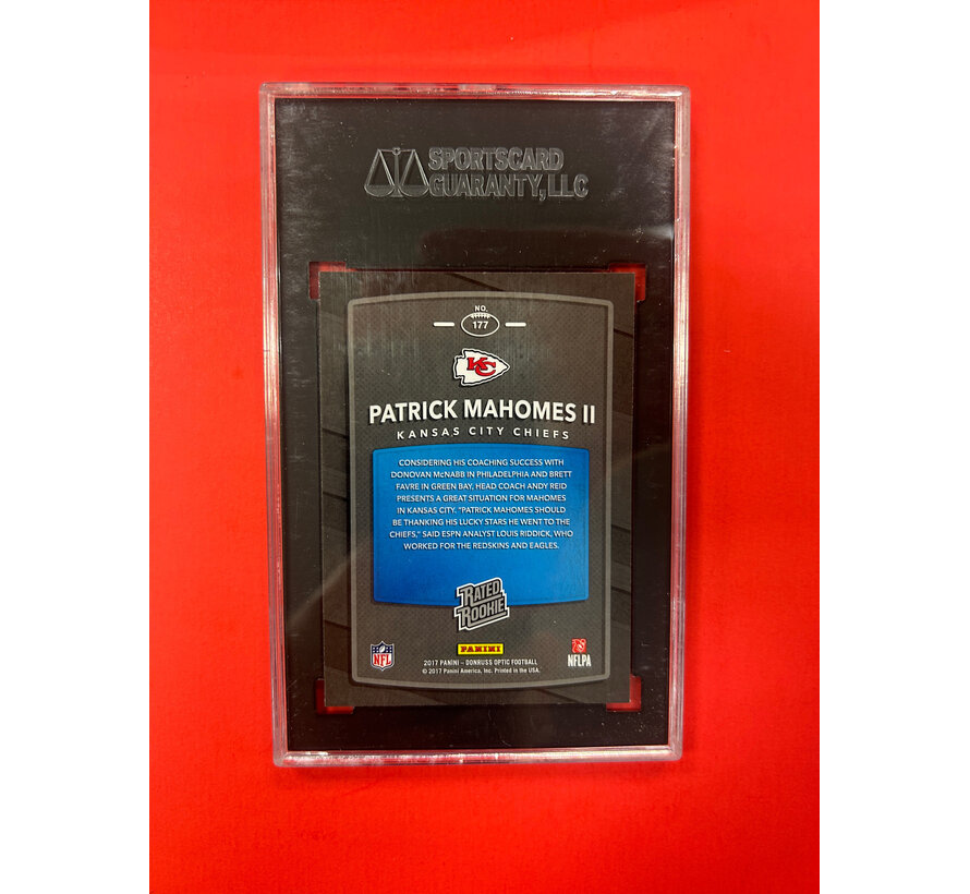 2017 DONRUSS OPTIC PATRICK MAHOMES II RATED ROOKIE SGC GRADED 9