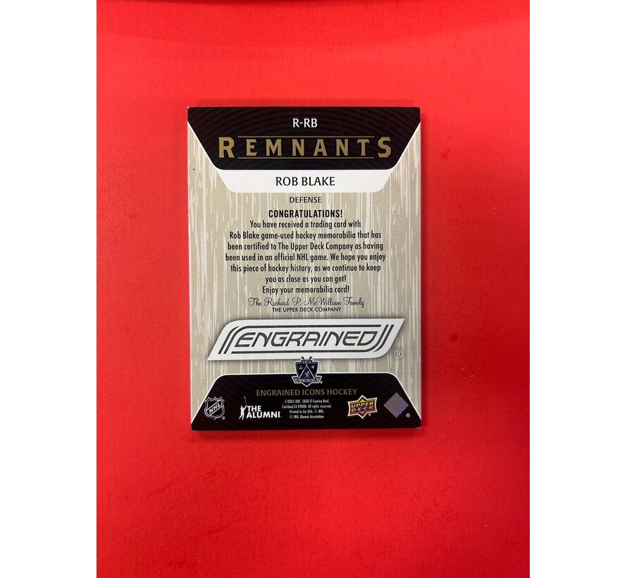2024-25 UPPER DECK ENGRAINED ICONS ROB BLAKE REMNANTS /25