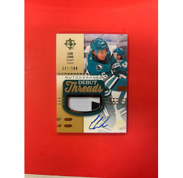 UPPER DECK 2025-26 UPPER DECK ULTIMATE CAM LUND AUTOGRAPHED DEBUT THREADS /199