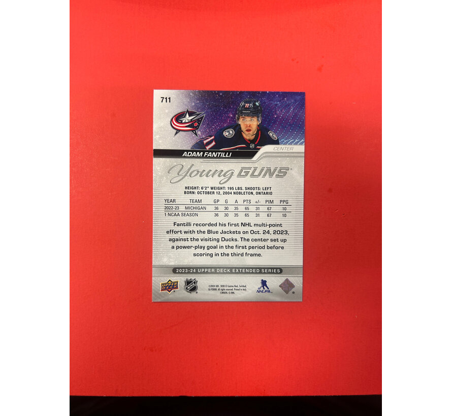 2023-24 UPPER DECK EXTENDED ADAM FANTILLI YOUNG GUNS