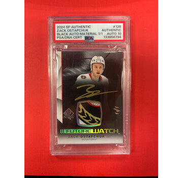 UPPER DECK 2024 SP AUTHENTIC ZACK OSTAPCHUK FUTURE WATCH AUTO PATCH BLACK MYSTERY 1/1 PSA AUTHENTIC