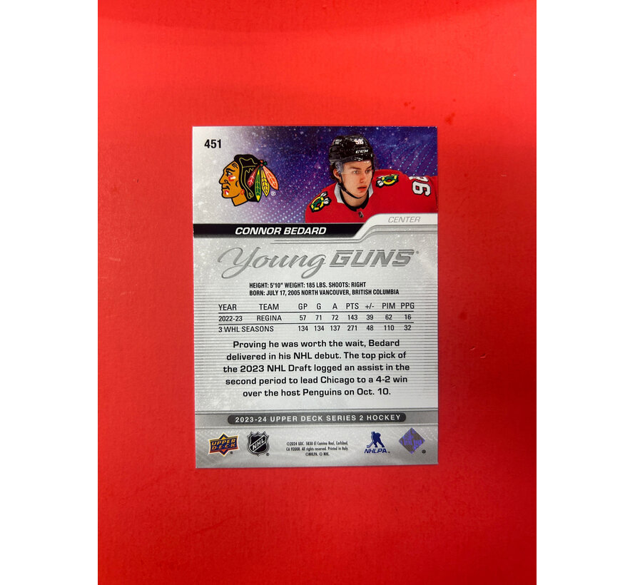 2023-24 UPPER DECK SERIES 2 CONNOR BEDARD YOUNG GUNS