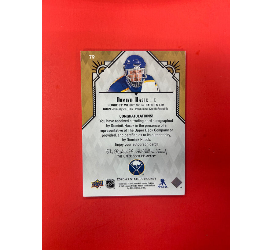 2020-21 UPPER DECK STATURE DOMINIK HASEK AUTOGRAPH SILVER