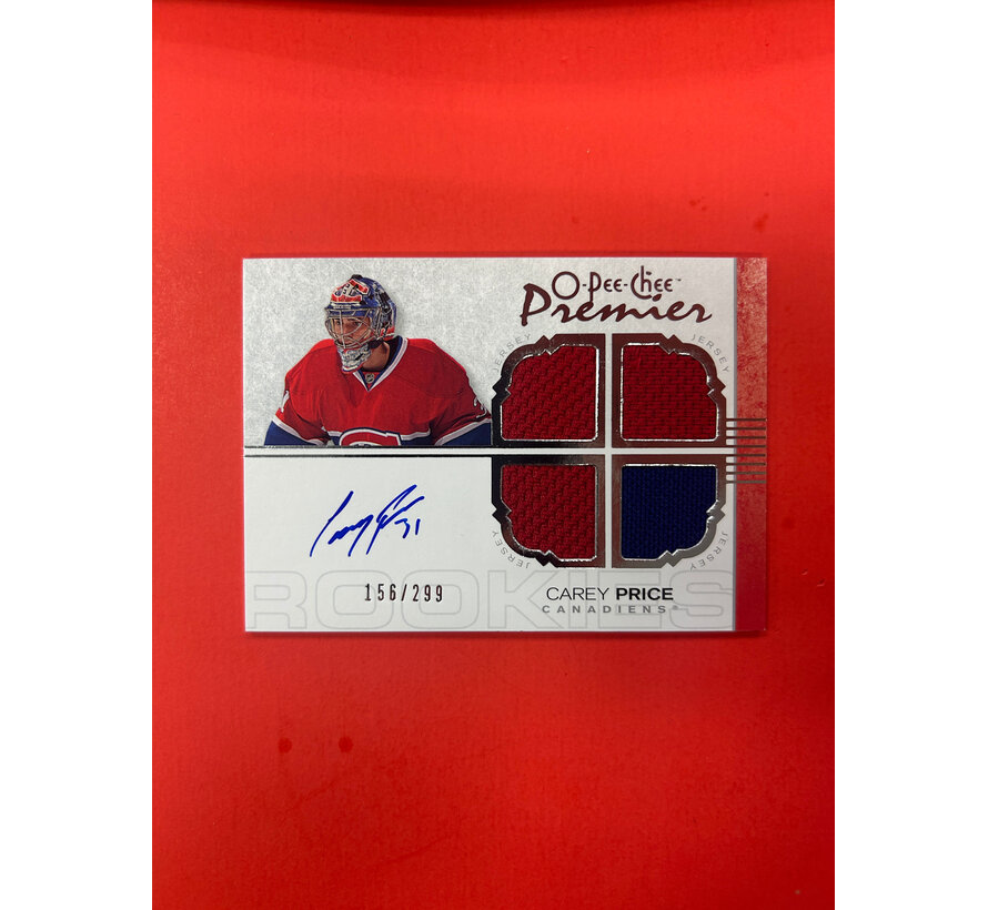 2007-08 O-PEE-CHEE PREMIER CAREY PRICE ROOKIE JERSEY AUTO /299