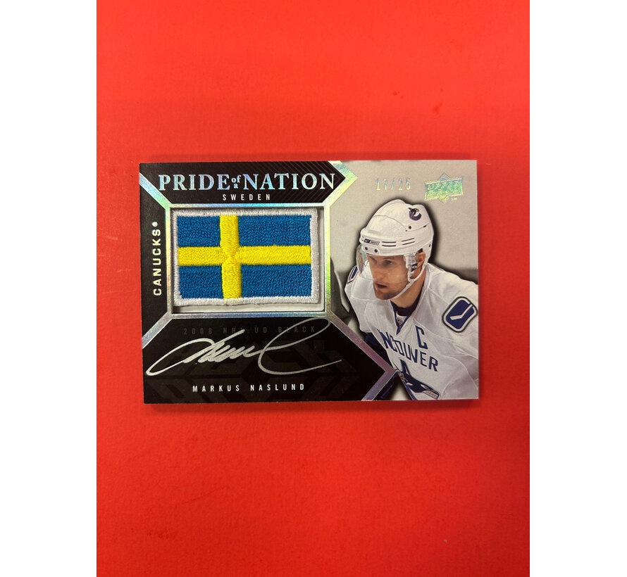 2008-09 UD BLACK PRIDE OF A NATION MARKUS NASLUND PATCH AUTO /25