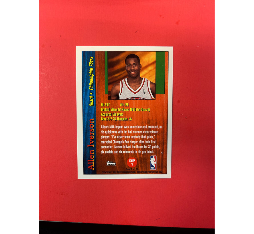 1996 TOPPS REDEMPTION ALLEN IVERSON ROOKIE DRAFT PICK #1