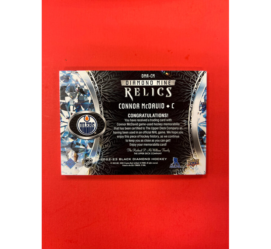 2022-23 UPPER DECK BLACK DIAMOND CONNOR MCDAVID DIAMOND MINE RELICS JERSEY