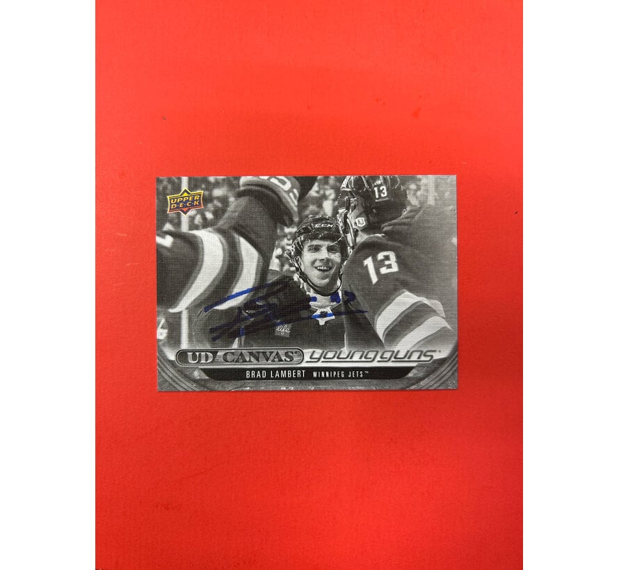 2024-25 UPPER DECK SERIES 1 BRAD LAMBERT YOUNG GUNS CANVAS B;ACK WHITE AUTOGRAPHED