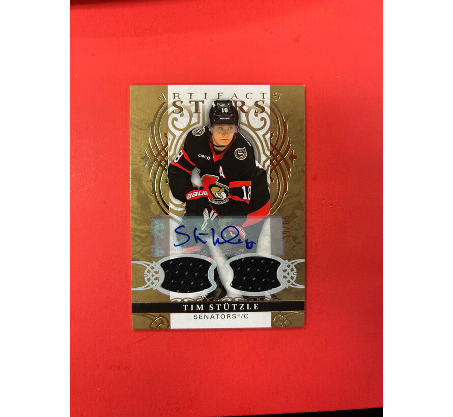 2026-27 UPPER DECK ARTIFACTS TIM STUTZLE GOLD AUTO MATERIAL /65