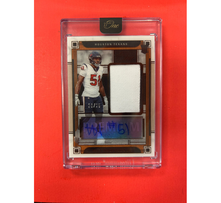 2023 PANINI FOOTBALL AND ONE WILL ANDERSON JR ROOKIE PATCH AUTO /25