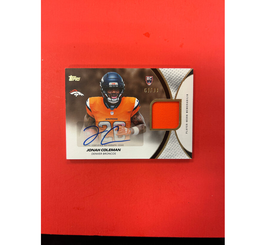 2026 TOPPS FLAGSHP JONAH COLEMAN ROOKIE PATCH AUTOGRAPH /99