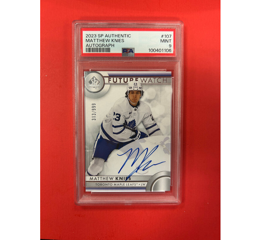 2023-24 SP AUTHENTIC MATTHEW KNIES FUTURE WATCH AUTOGRAPH /999 PSA GRADED 9