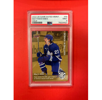 UPPER DECK 2022 UPPER DECK GAME DATED MOMENTS MATTHEW KNIES GOLD PSA GRADED 9