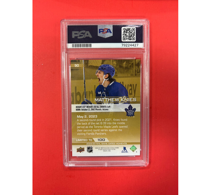 2022 UPPER DECK GAME DATED MOMENTS MATTHEW KNIES GOLD PSA GRADED 9