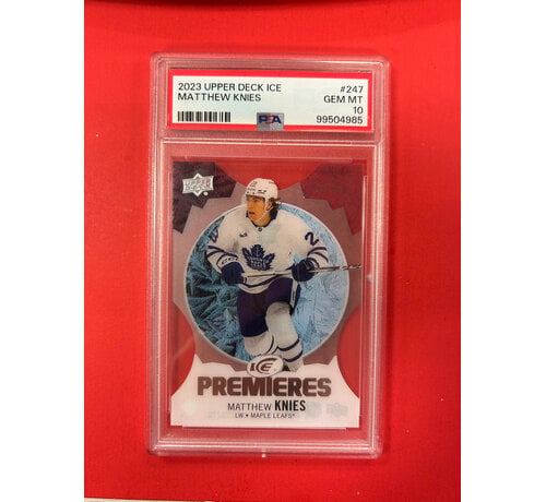 UPPER DECK 2023 UPPER DECK ICE MATTHEW KNIES ICE PREMIERES /99 PSA GRADED 10