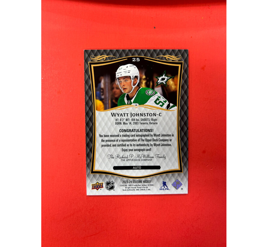 2023-24 UPPER DECK STATUR WYATT JOHNSTON AUTOGRAPH SILVER